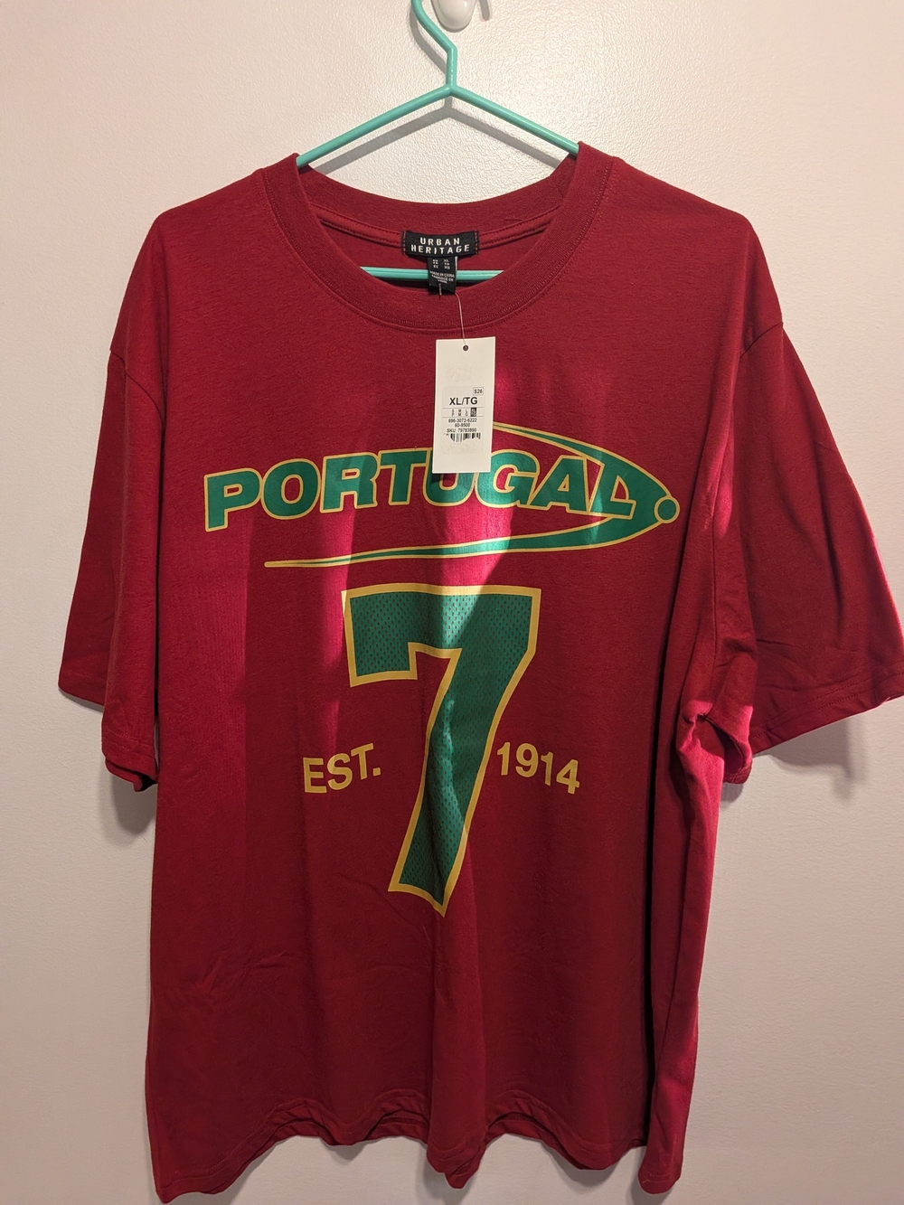 Urban Heritage Red Portugal Graphic Tee with Green & Yellow Accents